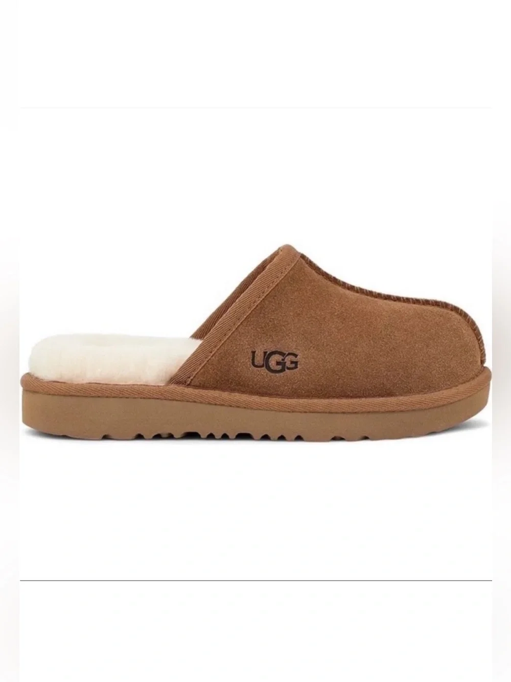 UGG Keegan Chestnut Suede Shearling Slide Slippers Big Kids Size 1 Cozy Comfort